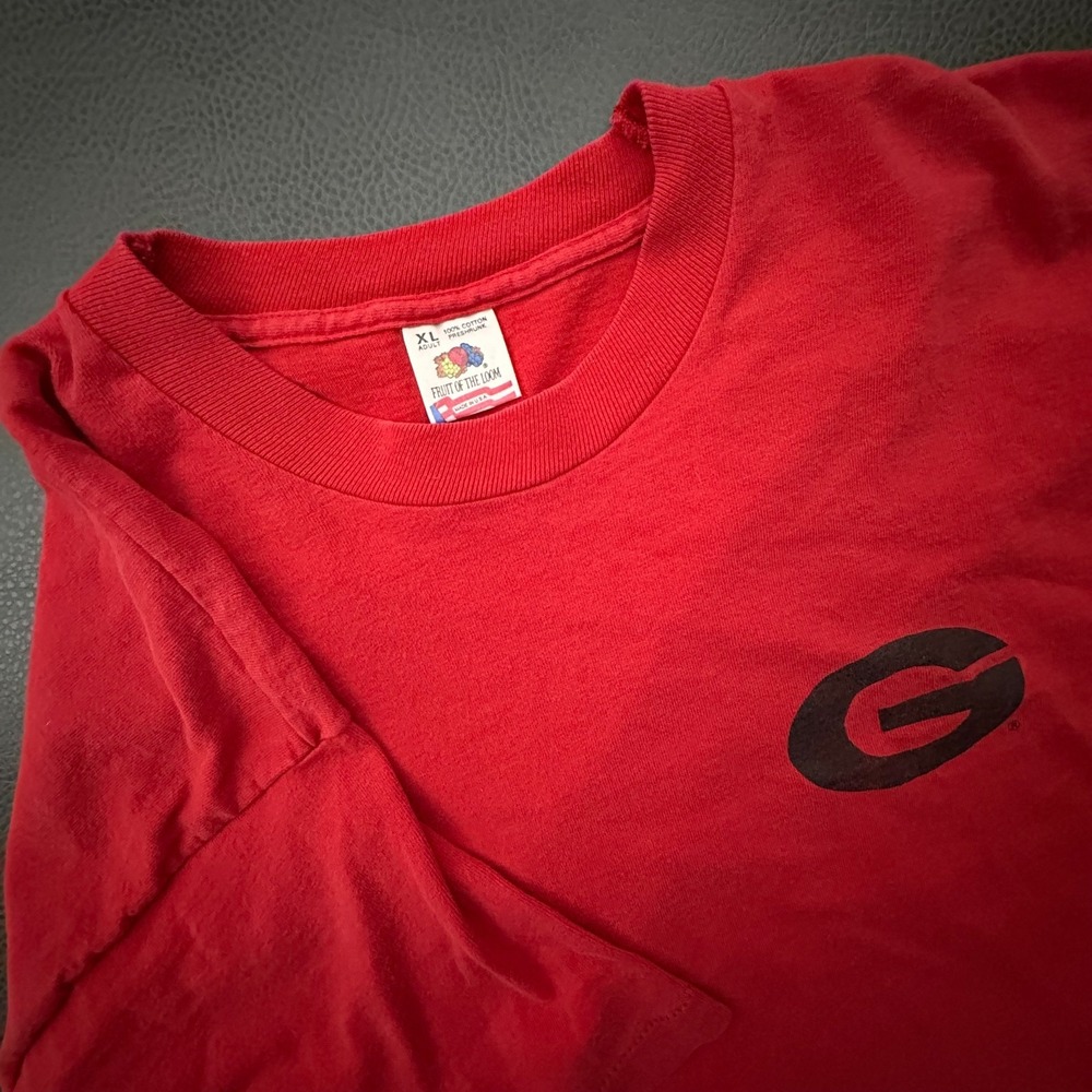 Vintage UGA T Shirt Mens XL Red Single Stitch Made in USA Fruit of the Loom 90s